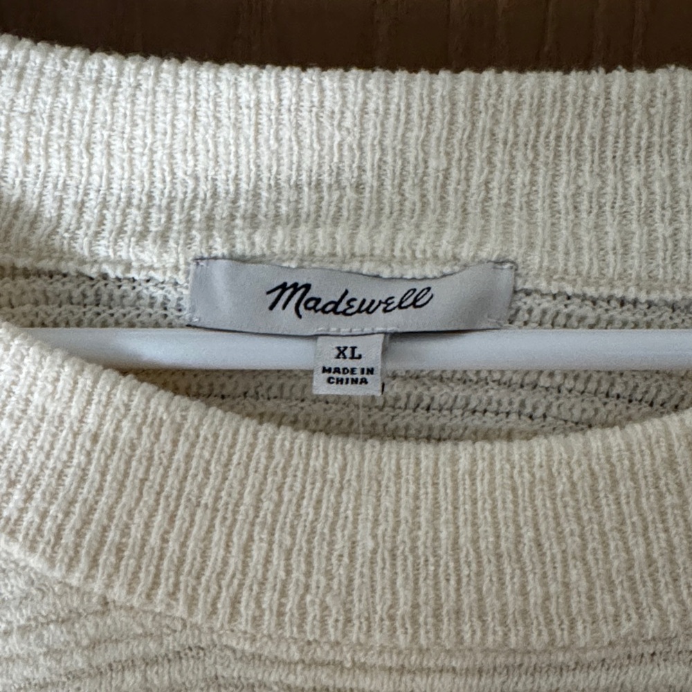 Women's Cream Ribbed Crewneck Sweater - Picture 2 of 7